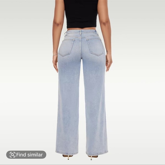 ONESO Women's Wide Leg Light Blue Jeans - Picture 2 of 6